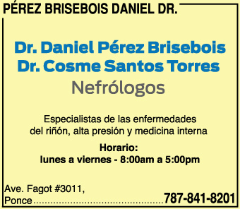                                                                                             Especialistas en enfermedades del riñón, alta presión y medicina Interna.
                                                                                    