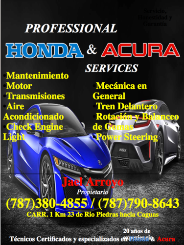 • Reparación de transmisiones
• Reparación Motores
• Reparación tren delantero
• Luz de check-engine
• Garantía extendida
• Mecánica "bumper to bumper"