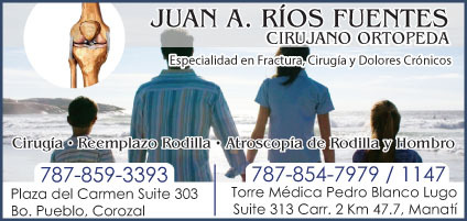 • Reemplazo de Rodilla
• Atroscopía de Rodilla y Hombro
• Especialista Fractura, Cirugía y dolores crónicos