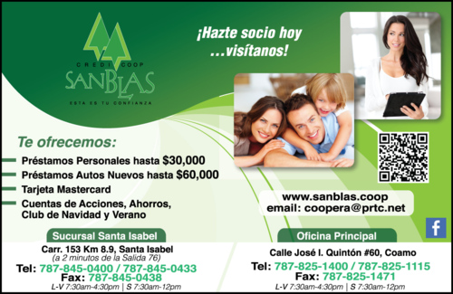                                                                                             Credi Coop San Blas provee productos y servicios que dan confianza. Como socio de Credi Coop San Blas, usted tendrá acceso a una amplia variedad de productos y servicios financieros que necesita para crecer y prosperar sin inconvenientes. Ofrecemos servicio de Depósito Directo, "Home Banking" (transacciones y pagos por internet), sistema de Telepago, Tarjetas ATM con acceso a la Red ATH y servicios adicionales. ¡Hazte socio hoy!
                                                                                    