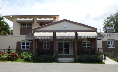                                                                                             Funeraria Santo Cristo de la Salud
• Arreglos Funerarios
• Cremación
• Traslado de Cadáveres dentro y fuera de Puerto Rico
• Servicio de embalsamador las 24 horas
• Cómodas instalaciones con estacionamiento
• Contamos con planta de energía eléctrica
                                                                                    