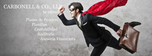                                                                                             -Impuestos
-Auditoría
-Contabilidad
-Leyes 20 y 22
-Consultoría Financiera y de Administración
-Certificaciones Gubernamentales
-Opiniones y Compilados
-Estados Financieros
-Teneduría de Libros
-Pronósticos y Proyecciones
-Presupuestos
-Planes de Negocio
-Valoración de Empresas
-Proyectos Especiales
-Planes de Pensión (Keogh)
                                                                                    