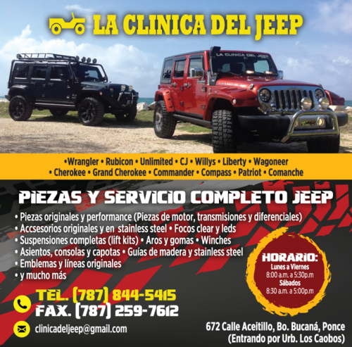                                                                                             • Gomas para todo tipo de Jeep 
• Mecánica completa Jeep
                                                                                    