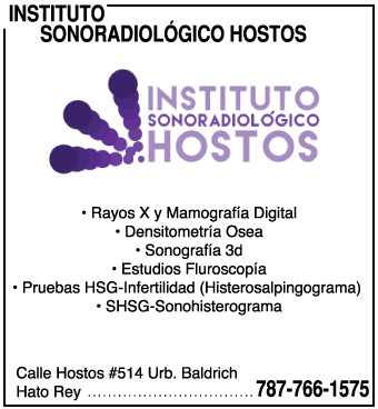                                                                                             Instituto Sonoradiológico Hostos
• Mamografía
• Rayos X
• Sonografía 3D
• Sonohisterograma
• Pruebas de Infertilidad como HSG y Sonohisterograma
                                                                                    