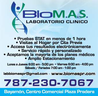                                                                                             En menos de 1 hora:
• Pruebas de COVID-19
• Mycoplasma
• Influenza
• CBC
• Glucosa
• VDRL/RPR
• Urinalisis
• "Bleeding Time"
• Influenza A y B
• Prueba de embarazo
• Occult Blood
• Hematología
• Química
• Parasitología
• Serología

Realizamos:
• Visitas a Domicilio por Cita Previa
• Pruebas de Matrimonio
• Certificados de Salud para Compañías, Industrias y Farmaceúticas
• Pruebas de Dopaje

• Puedes acceder a tus resultados electrónicamente desde cualquier lugar de forma segura.
Contamos con amplio estacionamiento para su comodidad.
                                                                                    
