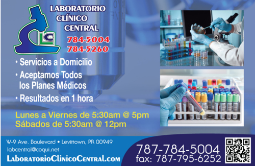 Laboratorio clínico
• Servicios de laboratorio
• Pruebas de rutina bacteriológicas y especiales
• Servicios al hogar
• En caso de emergencia, resultados disponibles en menos de una hora