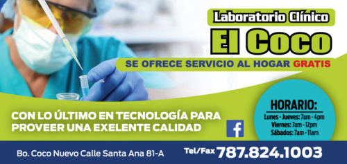                                                                                             Se procesan muestras de:
• Química general
• Químicas especiales
• Serología
• Hematología
• Coagulación
• Bacteriología
• Influenza 
• Immunohematología
• Parasitología

Se ofrecen servicios de:
• Toma de Muestra en el Hogar
• Participamos en Ferias de Salud en Salinas y Pueblos Limítrofes 
• Se procesan Pruebas de Plomo para Head Start, Wic
• Pruebas para Certificación Matrimonial y Certificaciones Universitario
• Prueba Covid Molecular, Mycoplasma
• Muchas otras más
                                                                                    