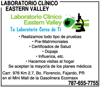                                                                                             Laboratorio Clínico Eastern Valley
                                                                                    