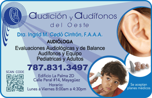                                                                                             Audición y Audífonos Del Oeste  
• Examen de Audición
• Venta de Audífonos
• Audiometría Celebrar
• Estreñimiento Auditivo
                                                                                    