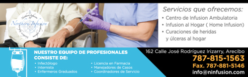                                                                                             • Farmacia Especializada
• Programa de Administración de medicamentos.
• Manejo de Terapia medicamentos.

Algunos de los medicamentos intravenosos que ofrecemos:
• Quimioterapia
• Antibióticos
• Inmunoglobulina
• Hidrataciones
• Manejo de dolor
• Nutrición enteral  y parenteral
                                                                                    