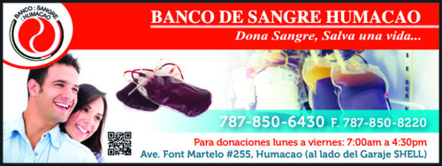 Banco de sangre
Tu Donación podría salvar alguno de tus seres querido, donar es sumamente sencillo, llámanos y te orientamos.
Somos el único banco de sangre en todo el Este de Puerto Rico. Abierto desde 1993. Servimos a todos los hospitales del área Este.