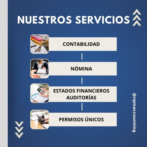                                                                                             RQM Accounting Solutions LLC
• Auditoría
• Contabilidad
• Estados Financieros
• Planillas
• Consultoría
• Nómina
• Permisos
                                                                                    