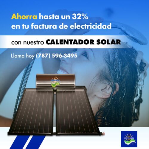 universal solar
calentadores solares
cisternas de agua
calentadores de agua
calentadores de piscinas
sistema de osmosis
suavizadores de agua