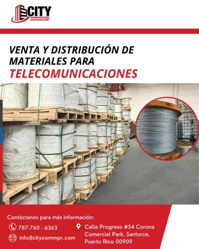 City Communications
• Construcción, Instalación y Mantenimiento de Sistemas de Telecomunicaciones
• Internet & IPTV
• Fibra Óptica
• Tuberías soterradas para sevicios de telecomunicaciones
• Venta y distribución de materiales eléctricos
• Cableado estructurado
• Construcción de redes y líneas eléctricas
• Venta de focos de iluminación, eléctricos y solares
• Sistemas de Seguridad
• Poda de árboles
• Postes de Madera