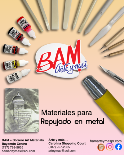 • Servicio de "pick-up" disponible y envíos por correo de paquetes limitados por el tamaño
Instrucciones para hacer las órdenes a BAM, Arte y más:
• Órdenes deberán ser enviadas a bamarteymas@aol.com si la orden es para la tienda de Bayamón y si es para la tienda de Carolina: usar arteymas@aol.com. De no ser posible llamar por teléfono a la tienda correspondiente.
• Todo pago se realizará de manera electrónica: Formas de pago, ATH móvil comercial, buscar bajo comercio: BAM Arte y Más
• Tarjetas y ATH dependerán de disponibilidad del dispositivo móvil
• Venta de materiales de arte
• Cotizaciones al gobierno