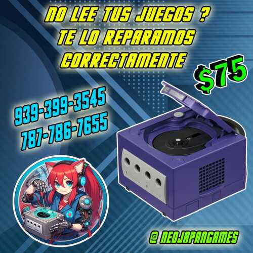 Neo Japan Games
• Reparación de consolas de juego
• Venta de consolas
• Venta de juegos
• Trade in de juegos
• Torneos de cartas