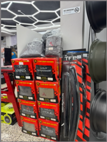                                                                                             • Venta de accesorios de carro
• Instalación de equipo de música
• Venta de audio
• Luces LED
• Aros
• Productos de detailing
• Auto parts (focos, parrillas, baterías)
                                                                                    